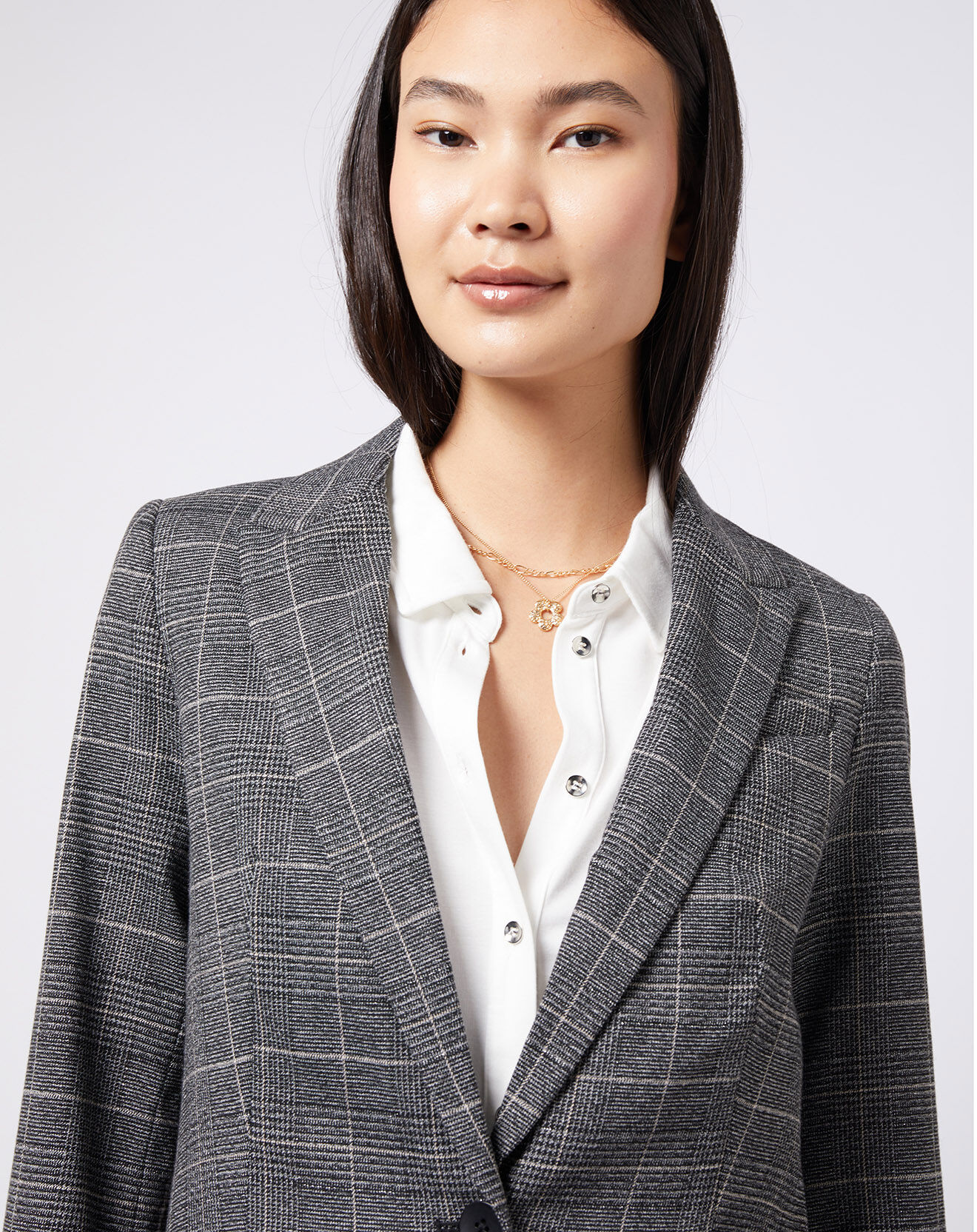 Esprit Veste blazer prince de galles lurex grise