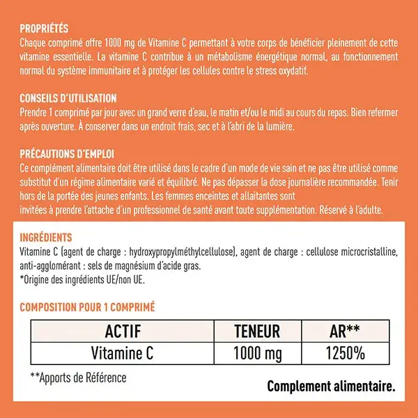 GRANIONS Vitamine C 1000 mg 6 Mois - Energie et Immunité - 180 comprimés