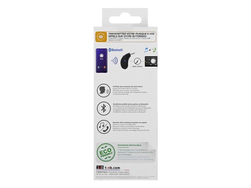 T`nB Bluetooth Empfänger mit 3.5 mm Aux-Anschluss Kabelloses Audio-Streaming und Freisprechanrufe im Auto
