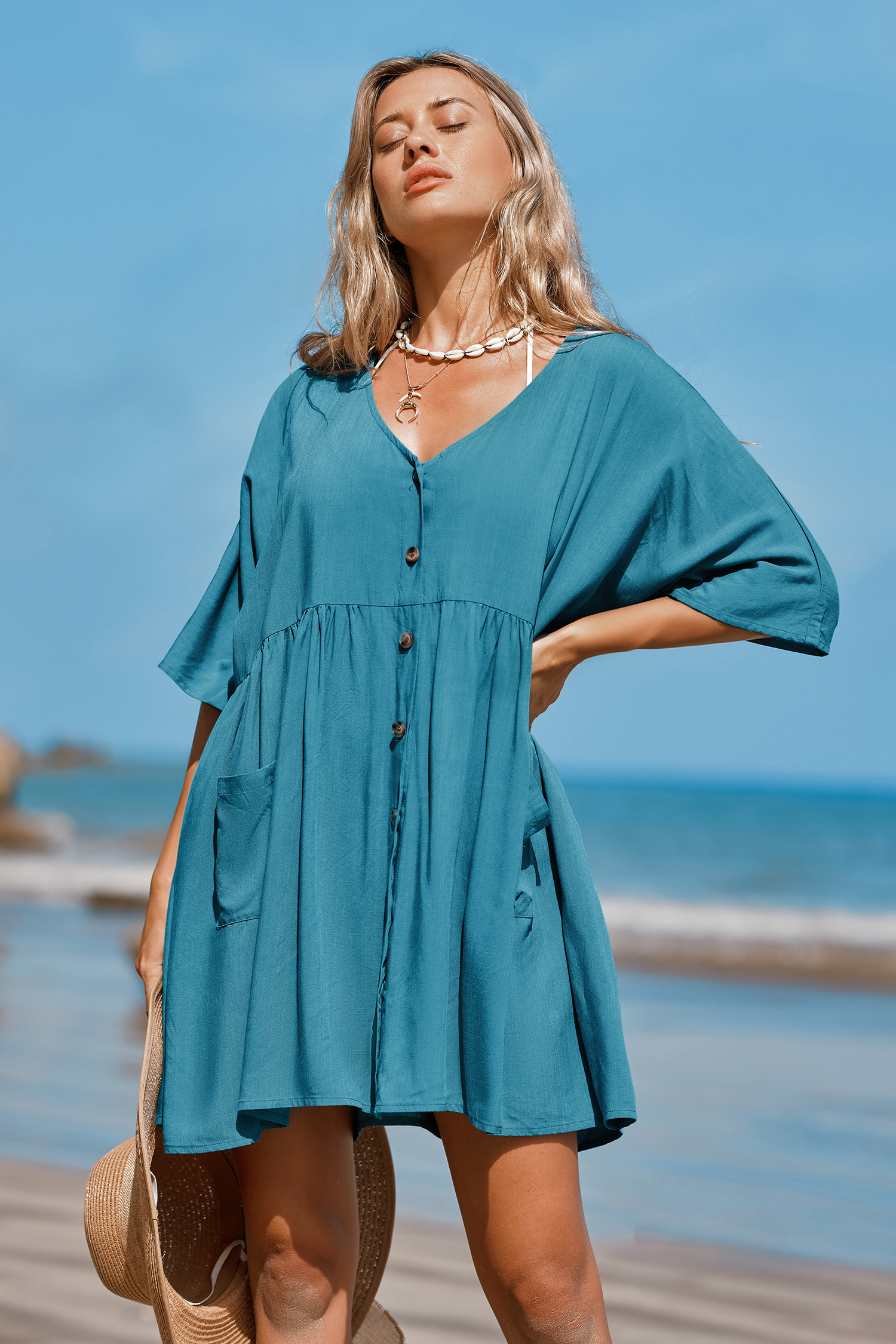 Robe cover up oversize bleue