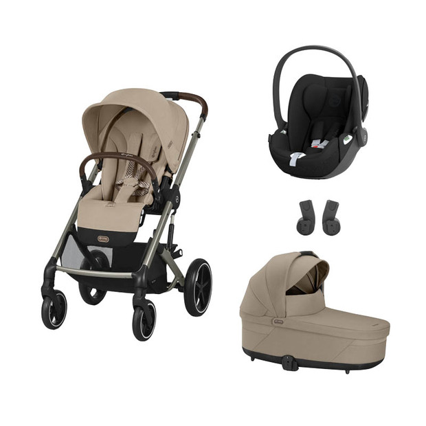 POUSSETTE TRIO Balios S Lux TPE + Nacelle Almond Beige + Cloud T I-Size Sepia Black - CYBEX