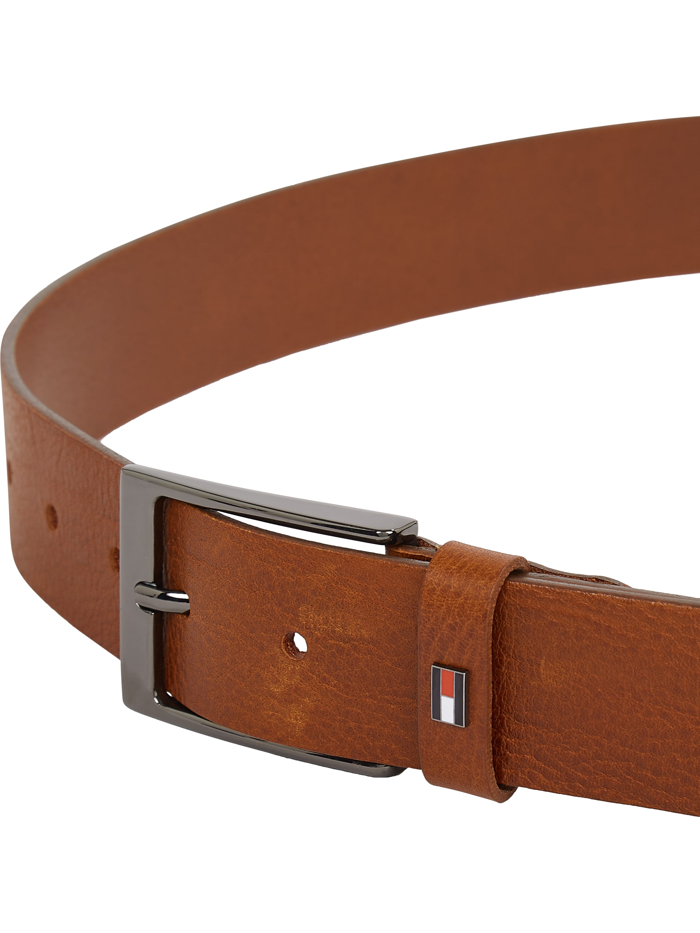 Tommy Hilfiger Ledergürtel »LAYTON 3.5 cm breit«, Metallpatch, Einfachdornschliesse
