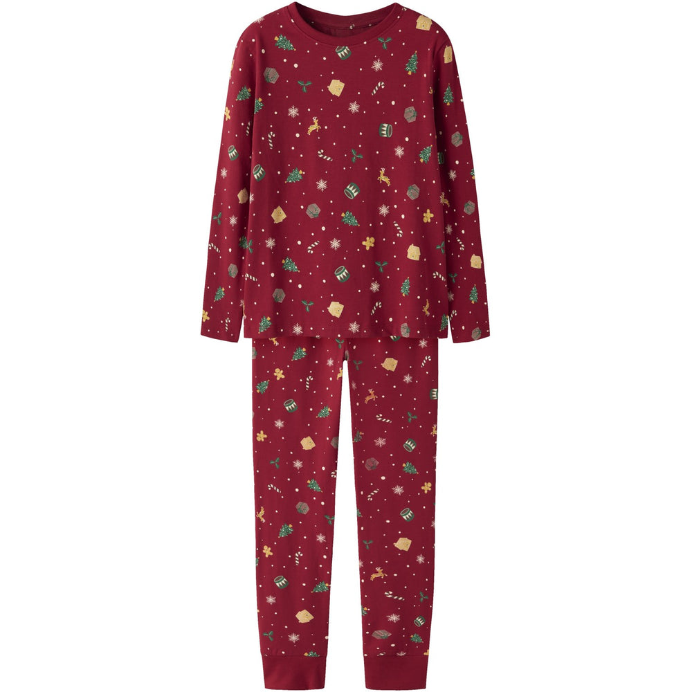 Køb Name It Jule Nattøj sæt Jester Red Xmas AOP