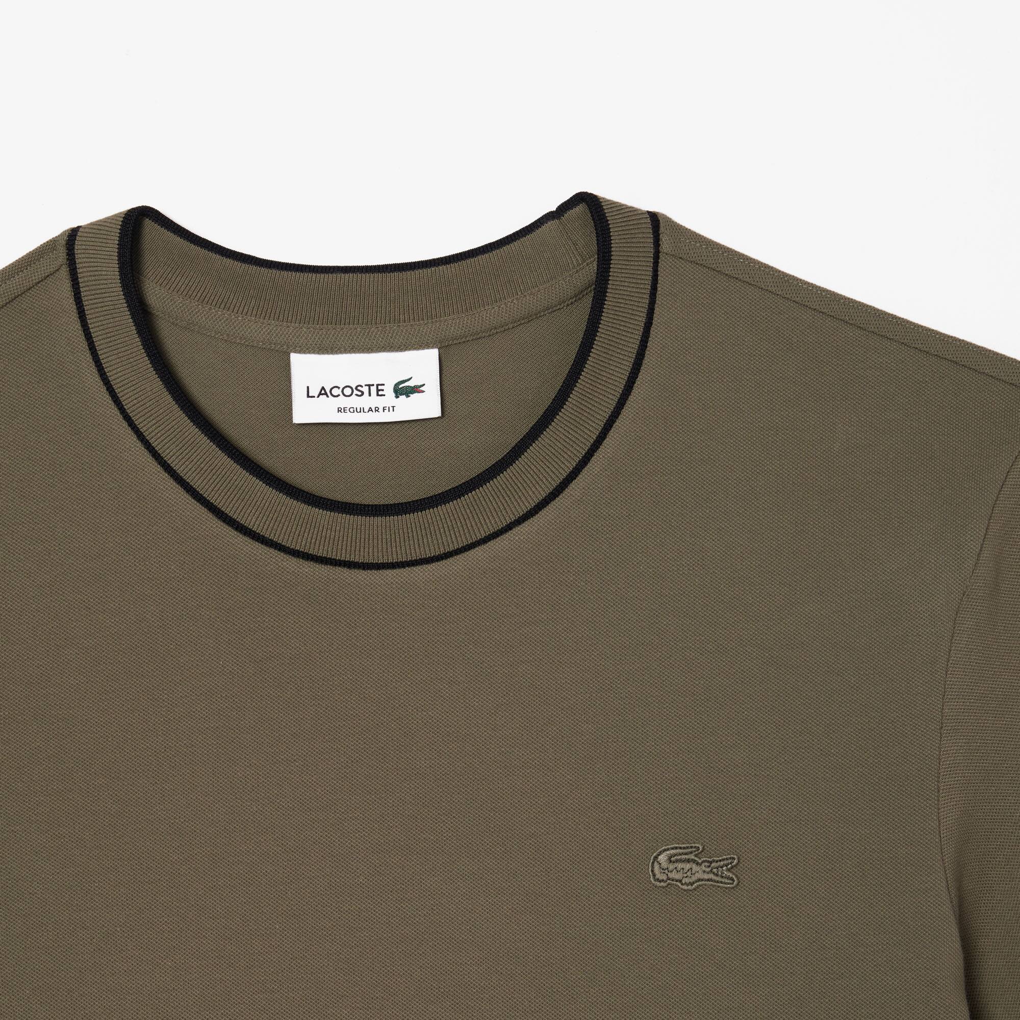 T-Shirt aus Stretch-Piqué mit gestreiftem Kragen T-Shirts - Grün - Lacoste - Herren