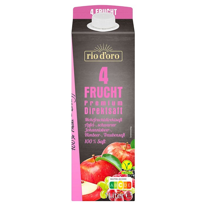 RIO D´ORO Mehrfruchtdirektsaft 1 l, Apfel, Schwarze Johannisbeere, Himbeere & Traube