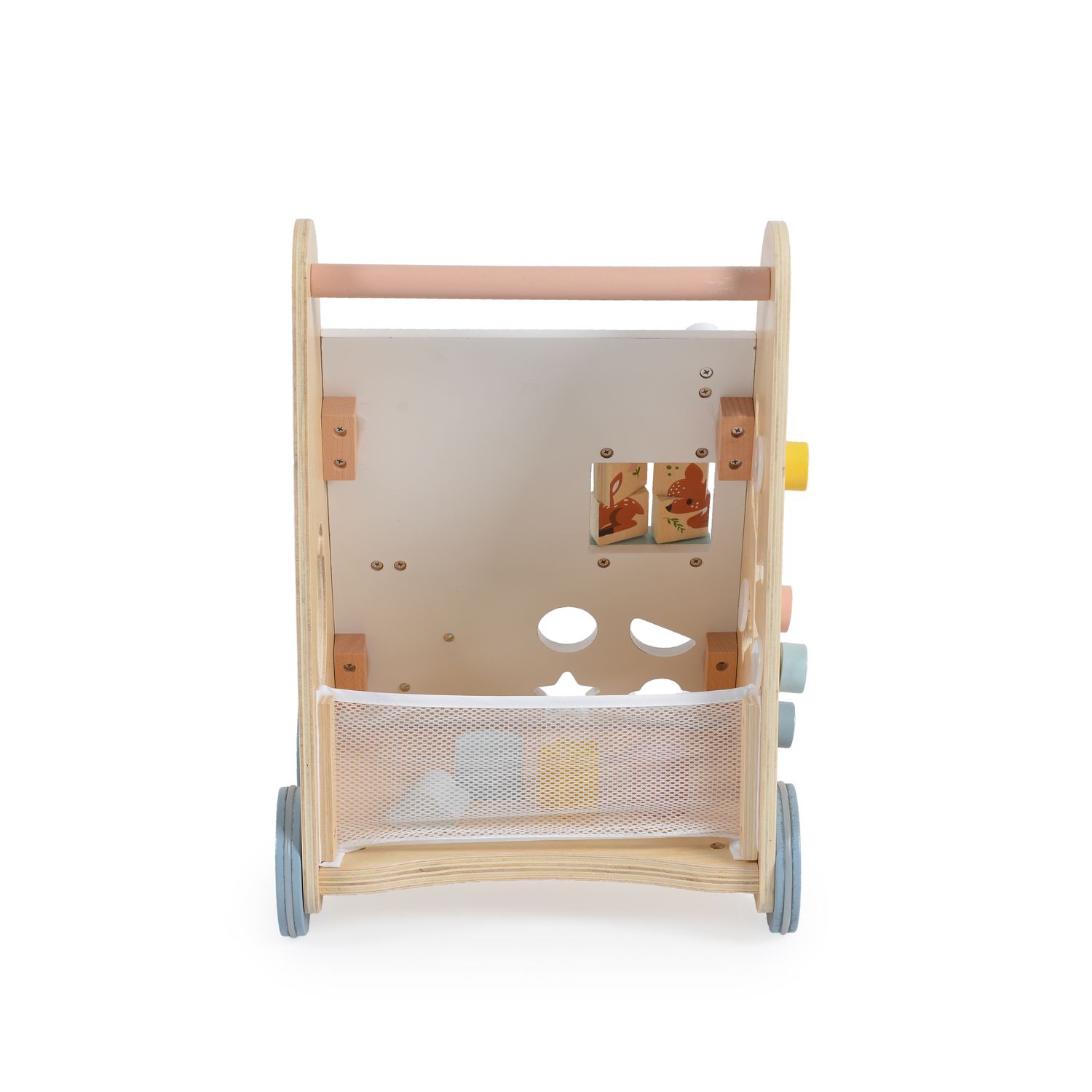 Moni Spiel- und Lauflernwagen 2145 Holz, Laufhilfe, Motorikspielcenter, Formen weiß