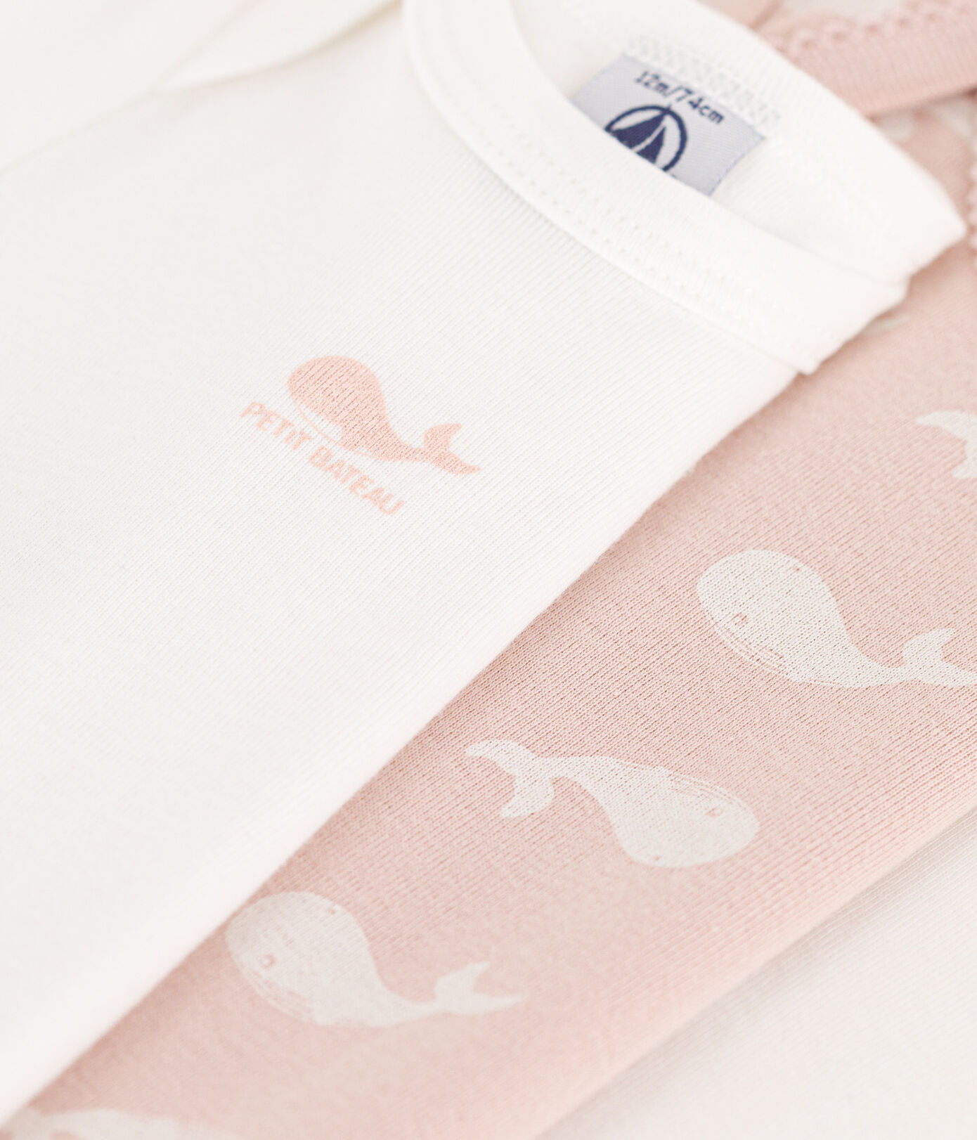 Lot de 3 bodies manches longues baleines roses en coton