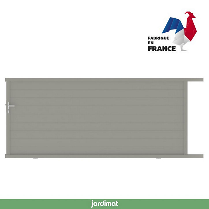 Portail Jardimat coulissant aluminium Alpes gris quartz - 350 x h.160 cm