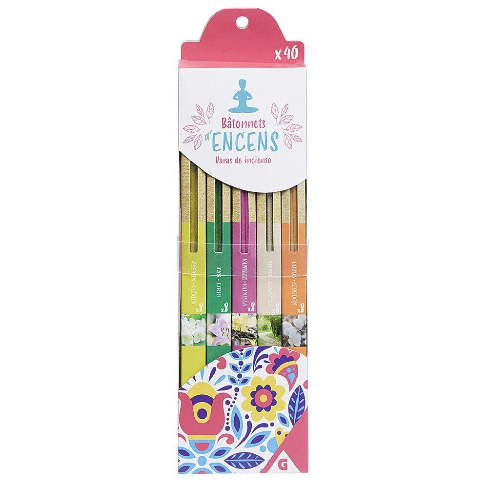 Bâtonnet d'encens parfums variés x40