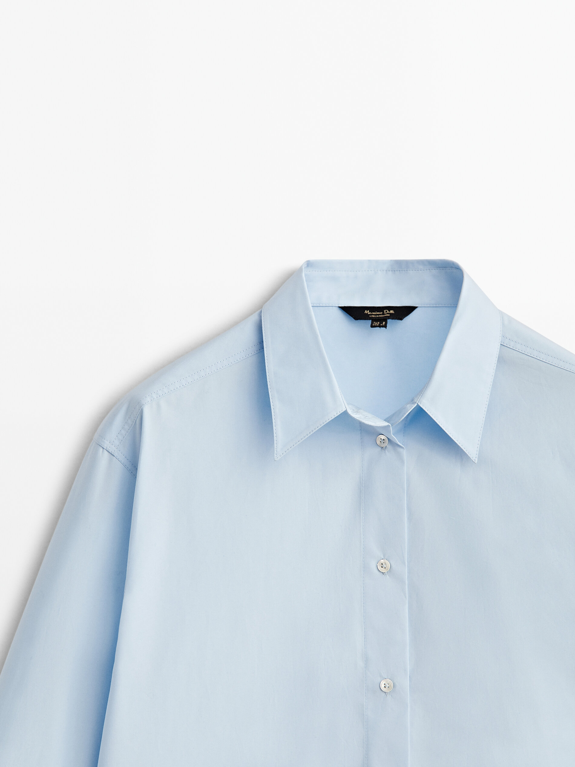 Costuras detalhadas da camisa Poplar - CELESTE