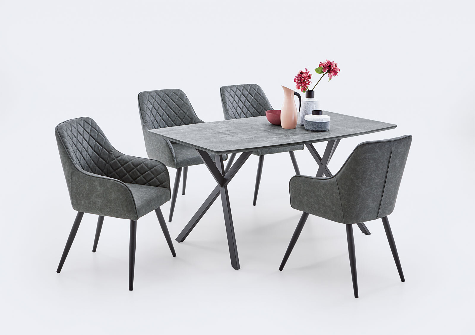 Tisch Leon Beton-Optik/schwarz 160x90 cm