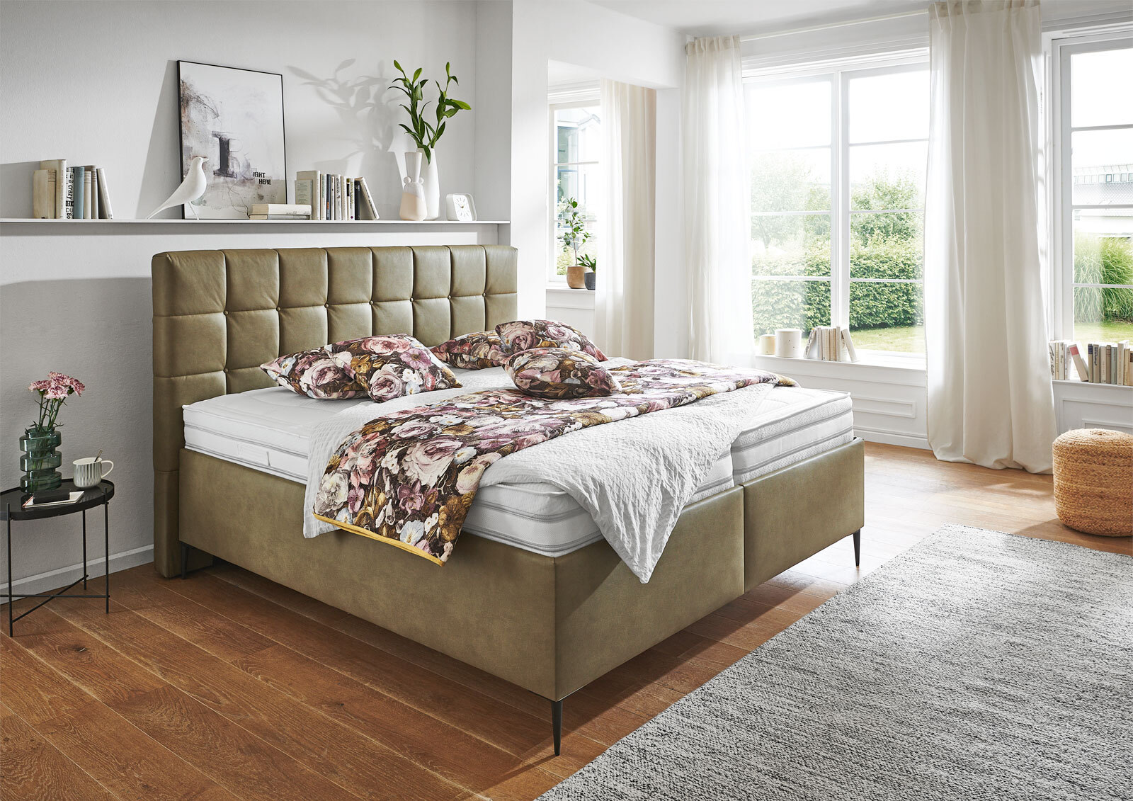 SYSTEMPOLSTER Polsterbett ALESSANDIRA 180 x 200 cm braun