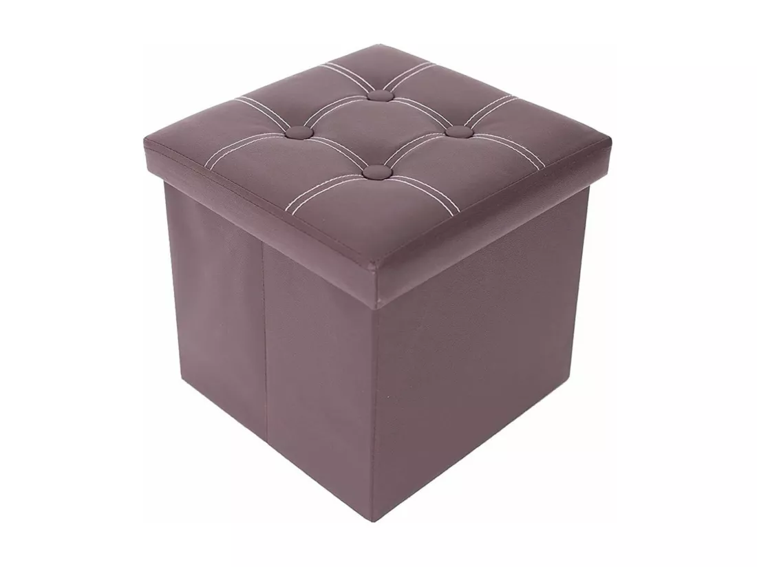 Mobili Rebecca Pouf Tabouret Boîte de Rangement Marron Contemporain 30x30x30