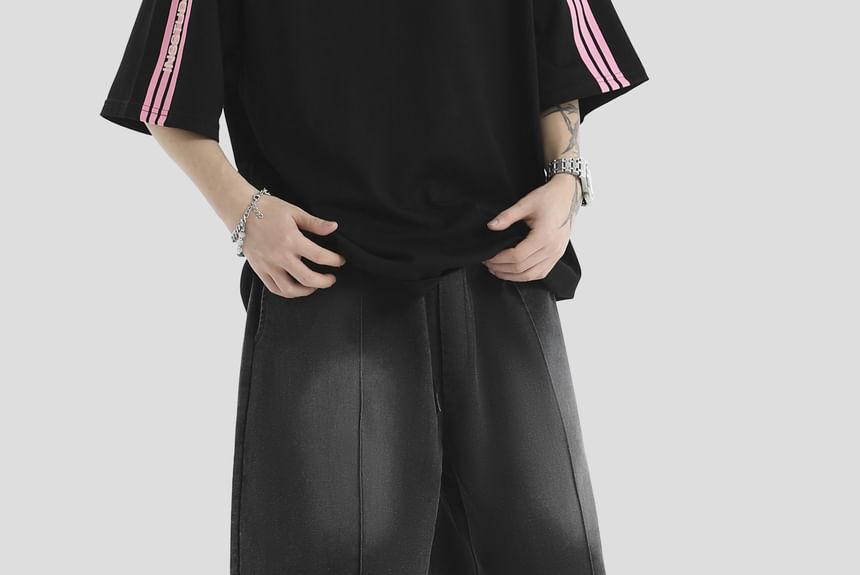 INStudio - High Waist Washed Wide Leg Denim Shorts