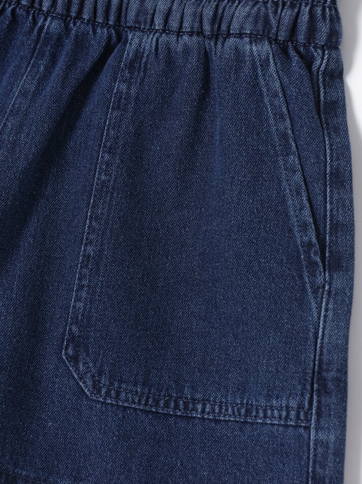 Calções de ganga com bolsos - Azul-marinho