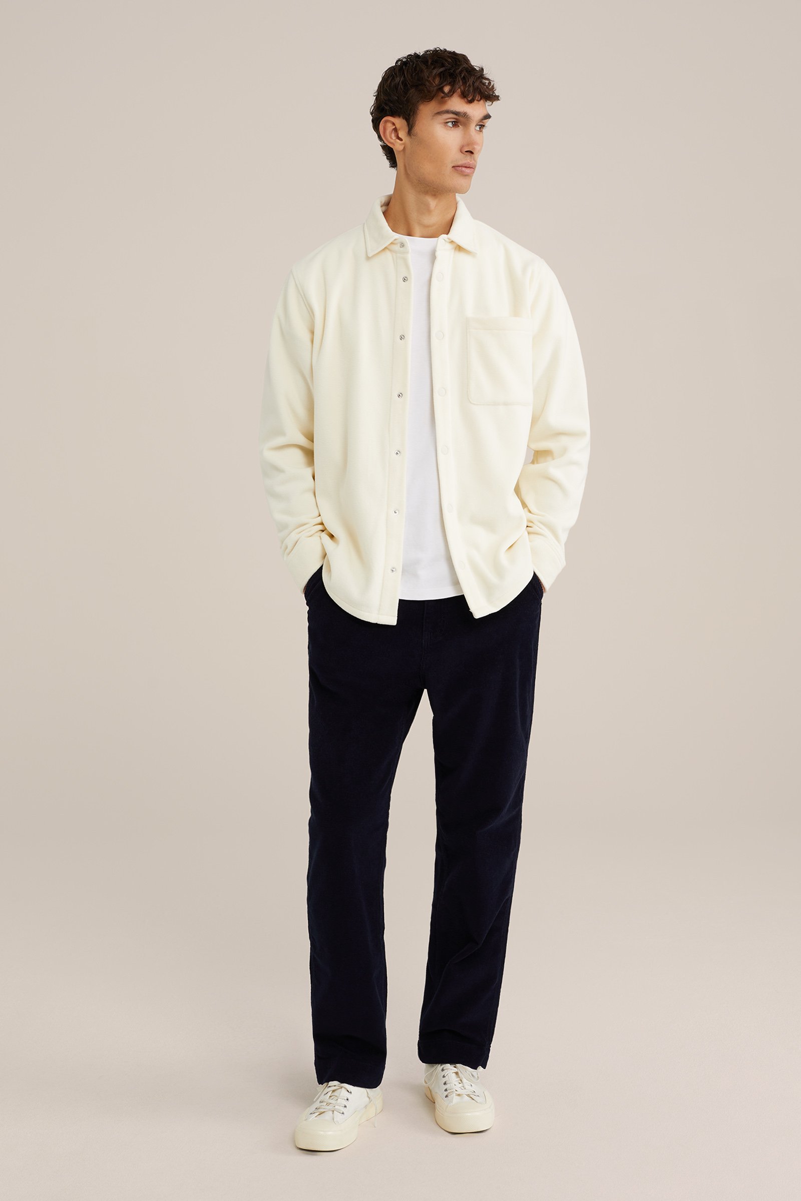 overshirt van fleece WE Fashion Gebroken wit