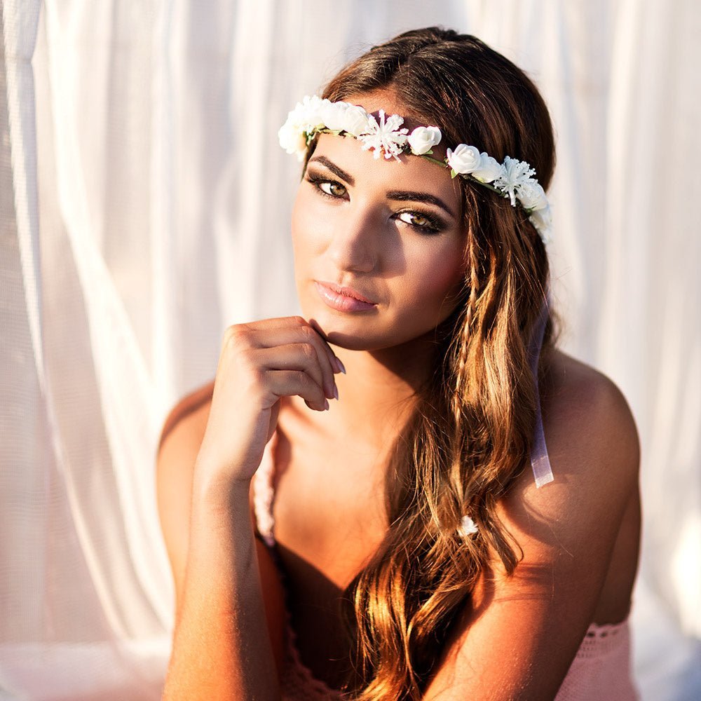 Bloemen Haarband Wit Deluxe