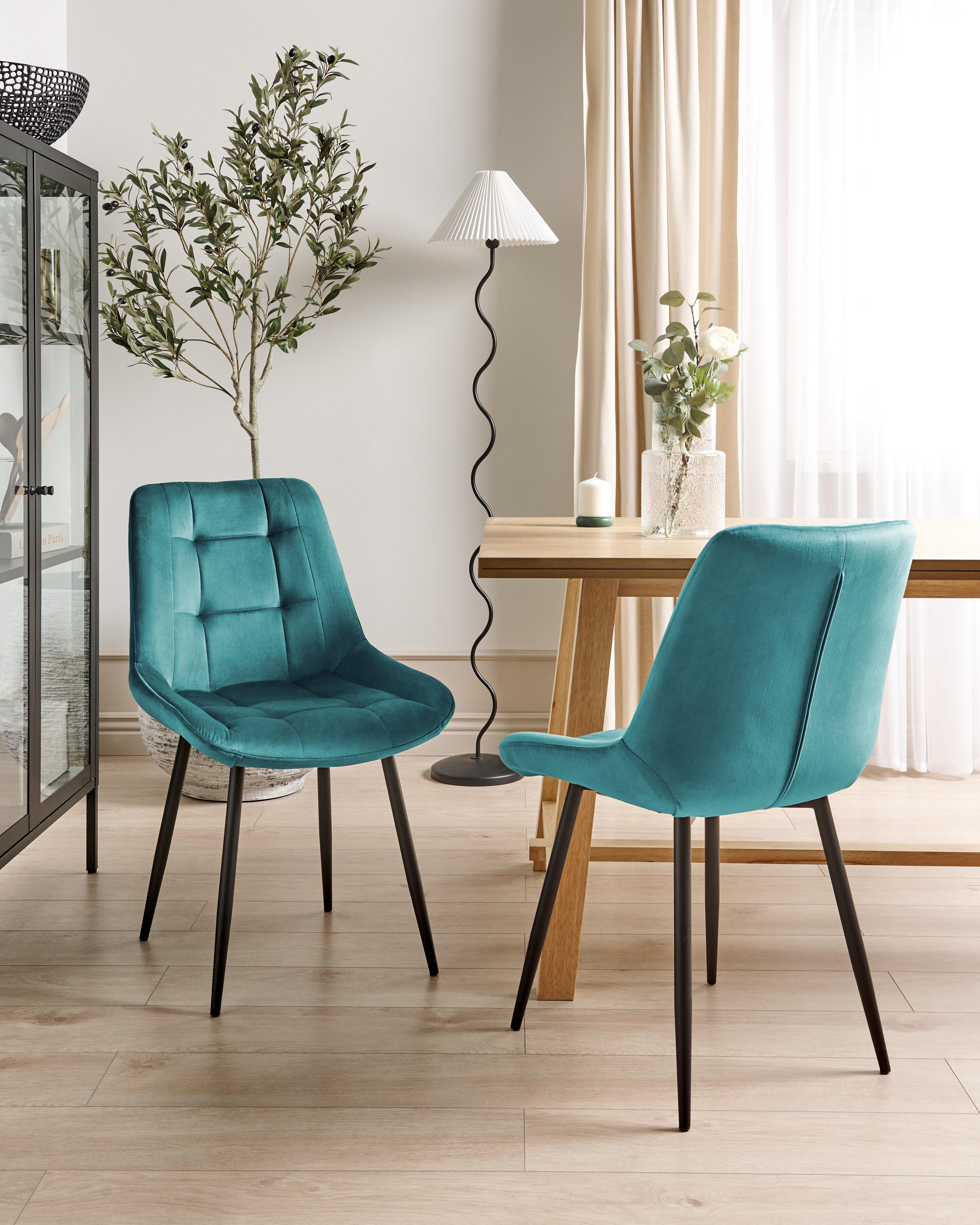 Set van 2 eetkamerstoelen MELROSE Fluweel Turquoise