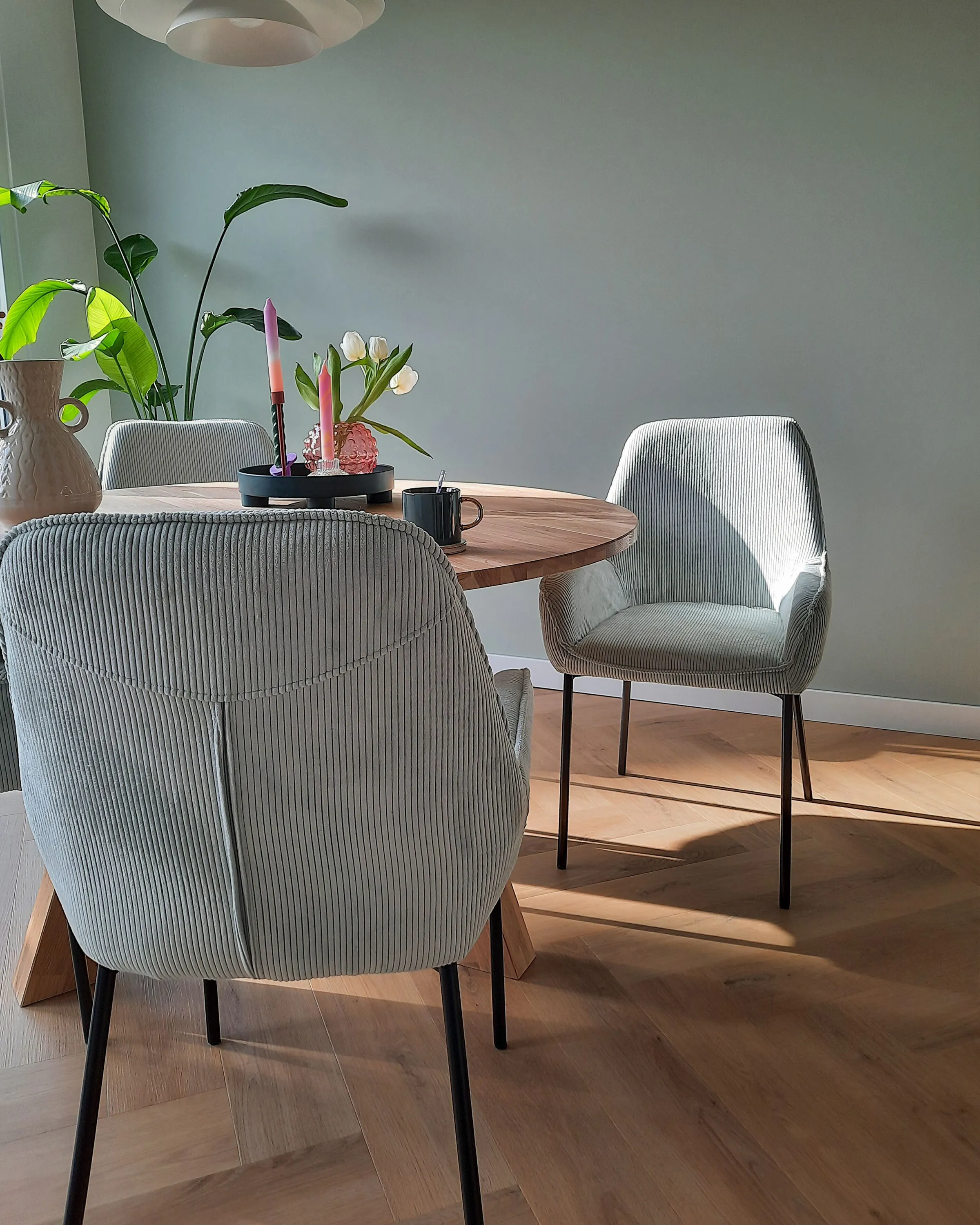 Set van 2 eetkamerstoelen LOVERNA Corduroy Mintgroen