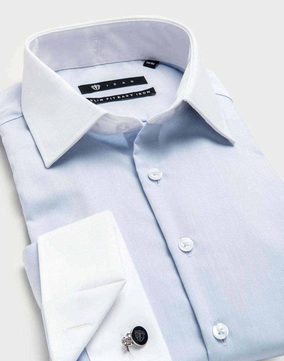 Chemise easy iron bleu ciel