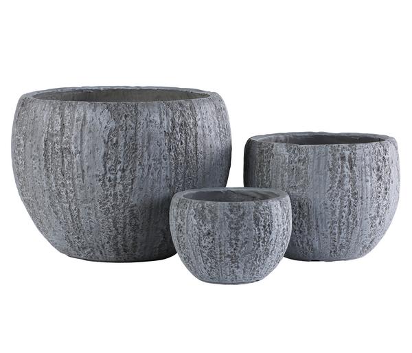 Dehner Kunststein-Topf Belfast, bauchig, grau