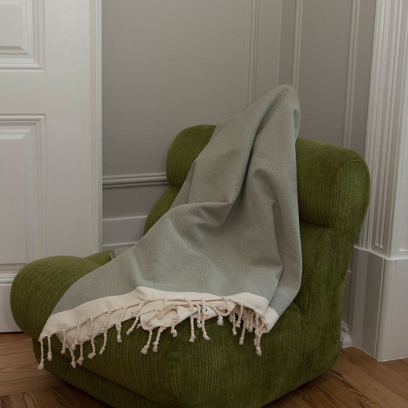 Febronie Plaid coton Courchevel olive