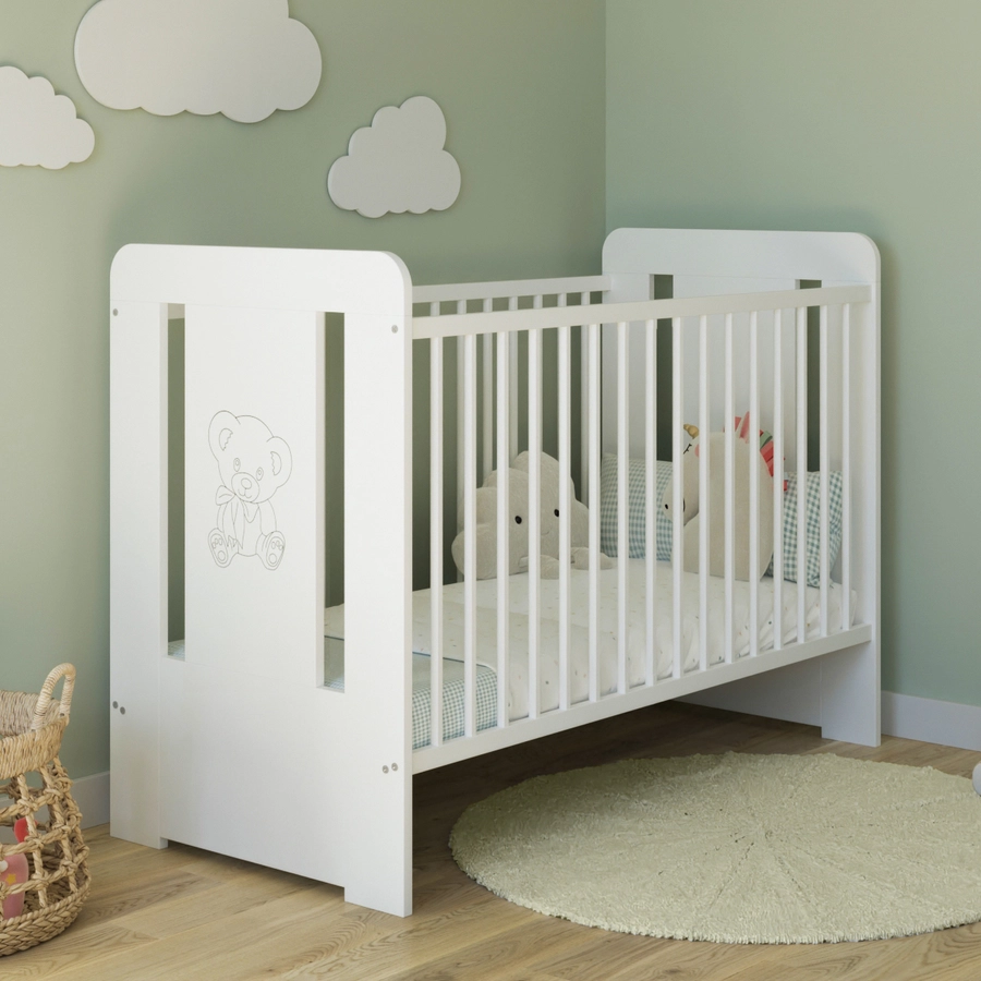 Kids Collective Babybett Gitterbett 60x120 höhenverstellbar|herausnehmbare Sprossen weiß