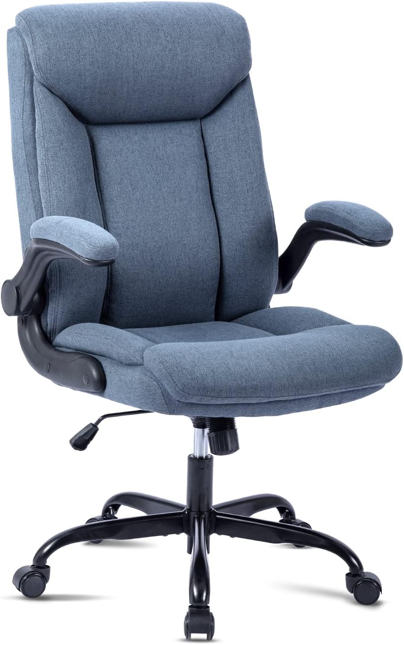Ergonomischer Bürostuhl Computerstuhl Schreibtischstuhl Drehbarer Arbeitsstuhl mit hochklappbarer Armlehne, höhenverstellbar, Bequem für Büro Heim Gaming (Navy blau) LL1087676