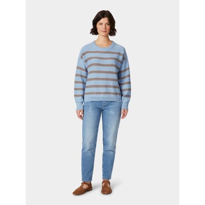 Damen-Strickpullover gestreift, Bleu-Braun