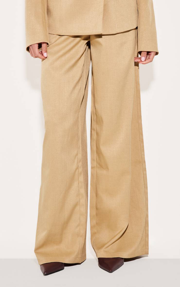 Sable Pantalon Large Tailleur Tissé Ensemble Coordonné