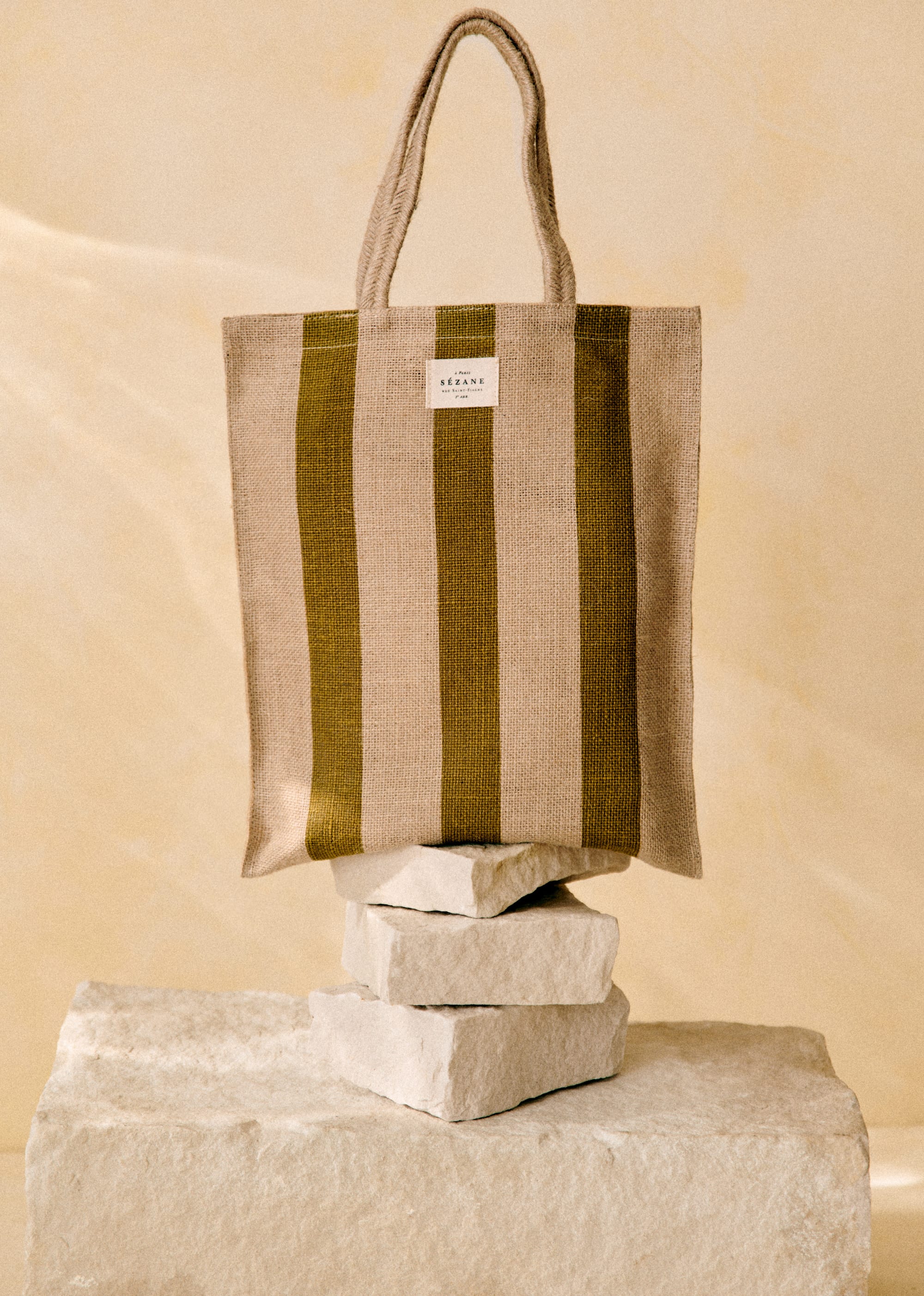 Petit Cabas Jute - Rayures kaki - SACS/NEW SACS Nos Paniers 5906417