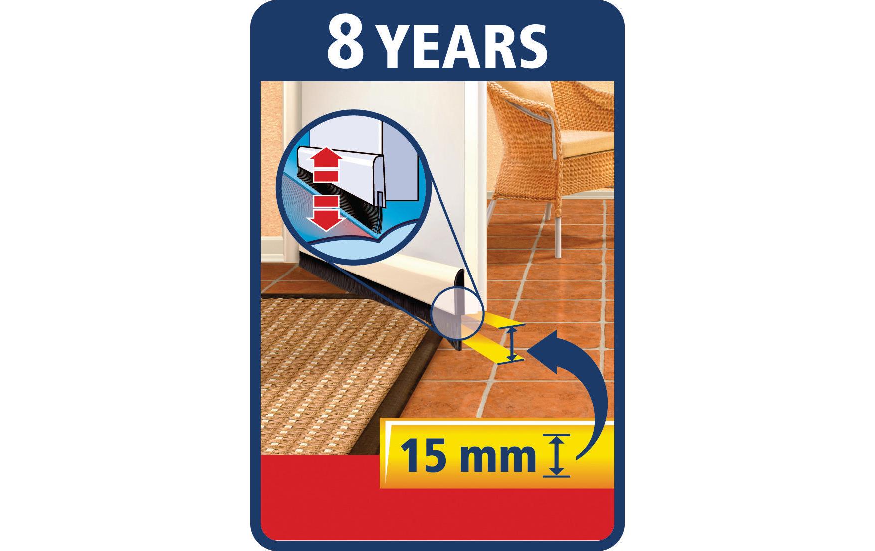 Türdichtschiene MOLL Comfort 1 m x 40 mmTürdichtschiene für Textilböden, 1 m x 43 mm, weiss