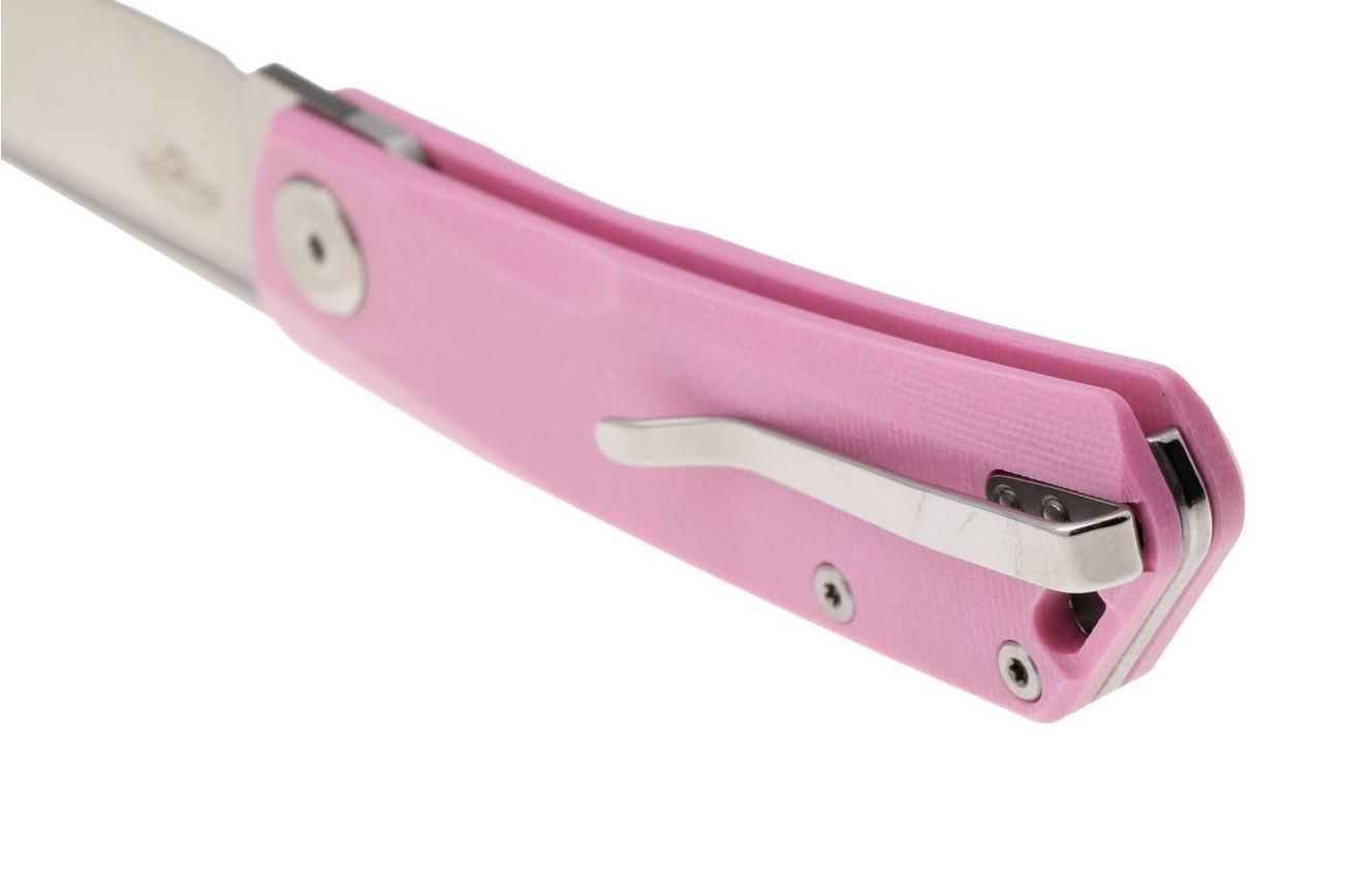 Real Steel Luna Lite 7040 Satin D2, Pink G10, zakmes