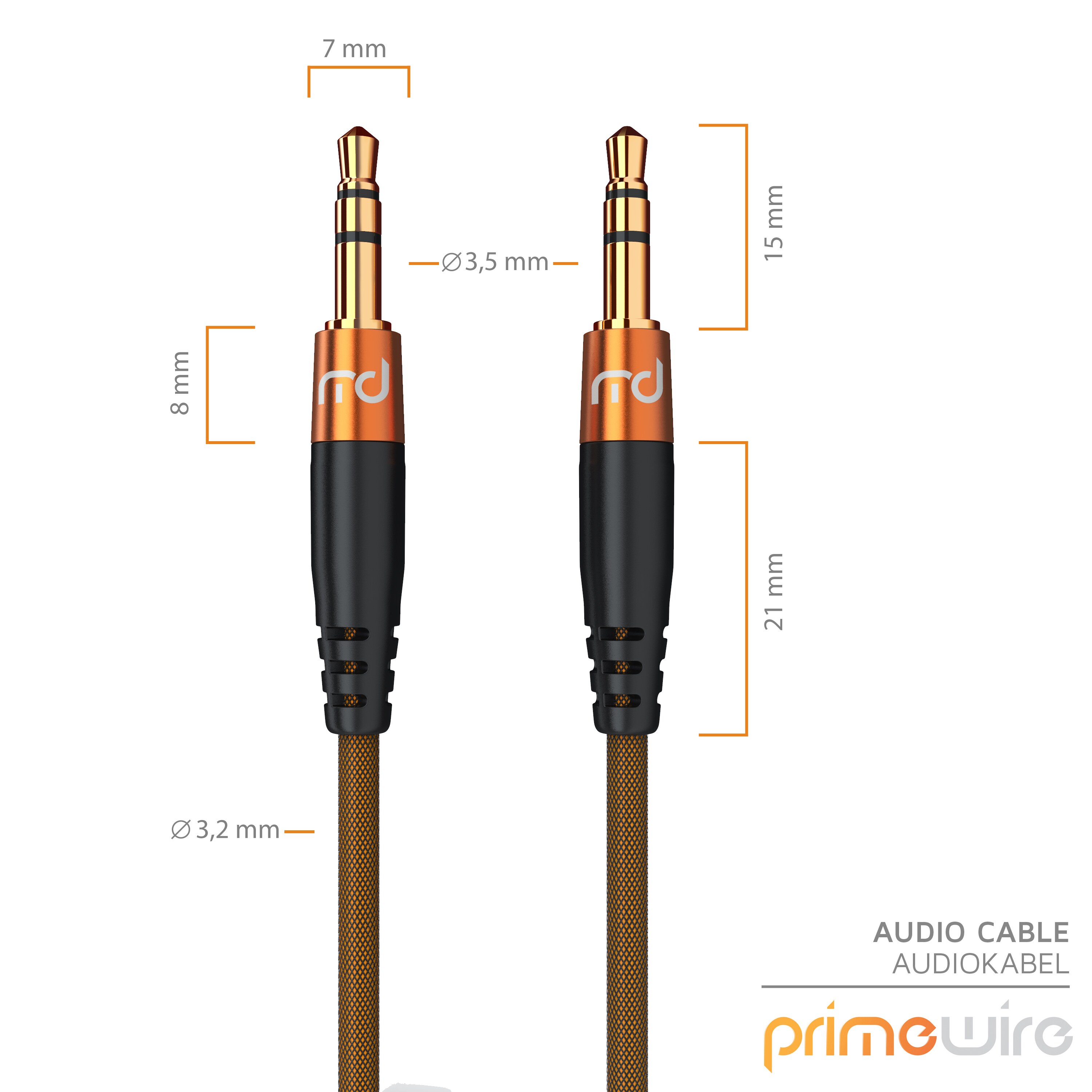 Primewire 3,5-mm-Klinke Audio-Kabel, AUX, Klinkenkabel, Metallstecker, Klinke Verbindungskabel, Audiokabel - 1m