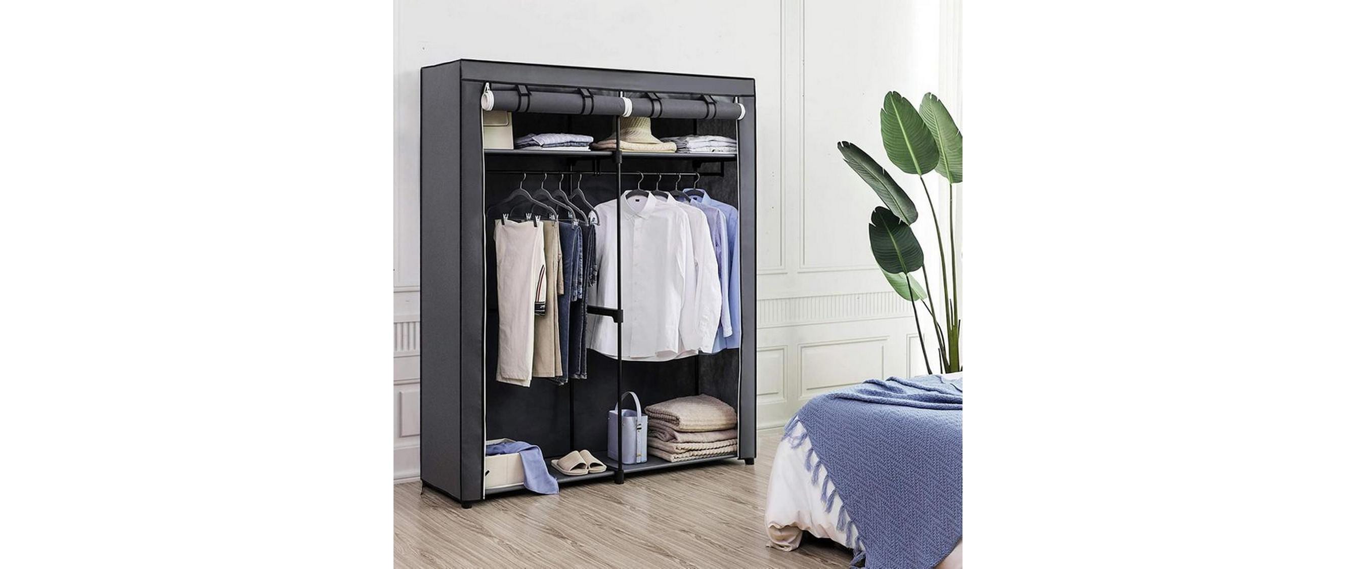 Regal Grau, 43 cm (B) x 174 cm (H) x 140 cmKleiderschrank