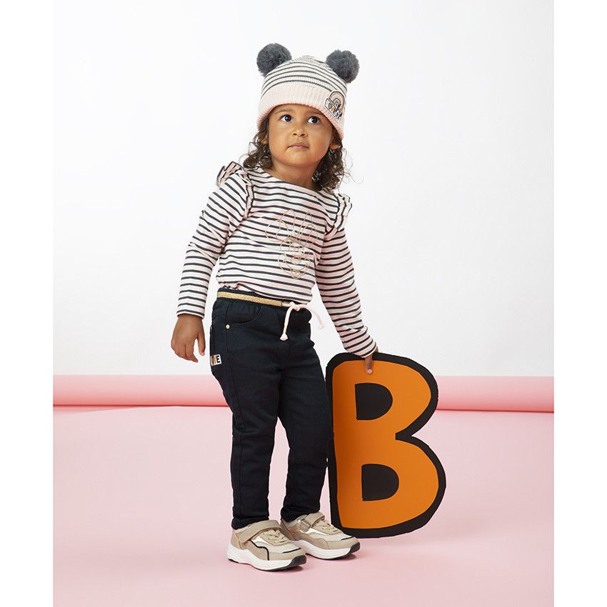 Sweat style marinière Minnie Disney pour bébé fille - Rose