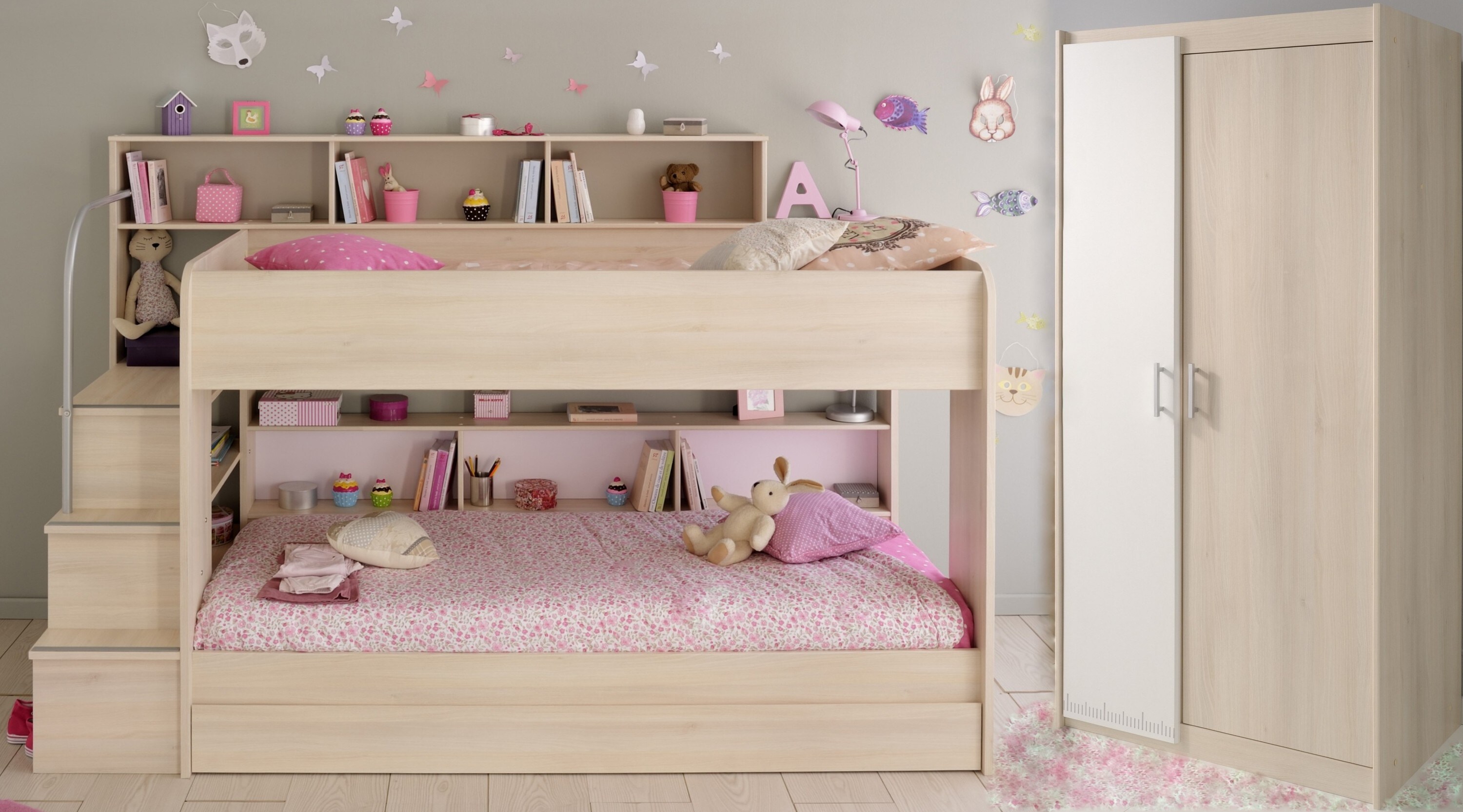 Parisot Etagenbett mit Schrank Bibop Akazie