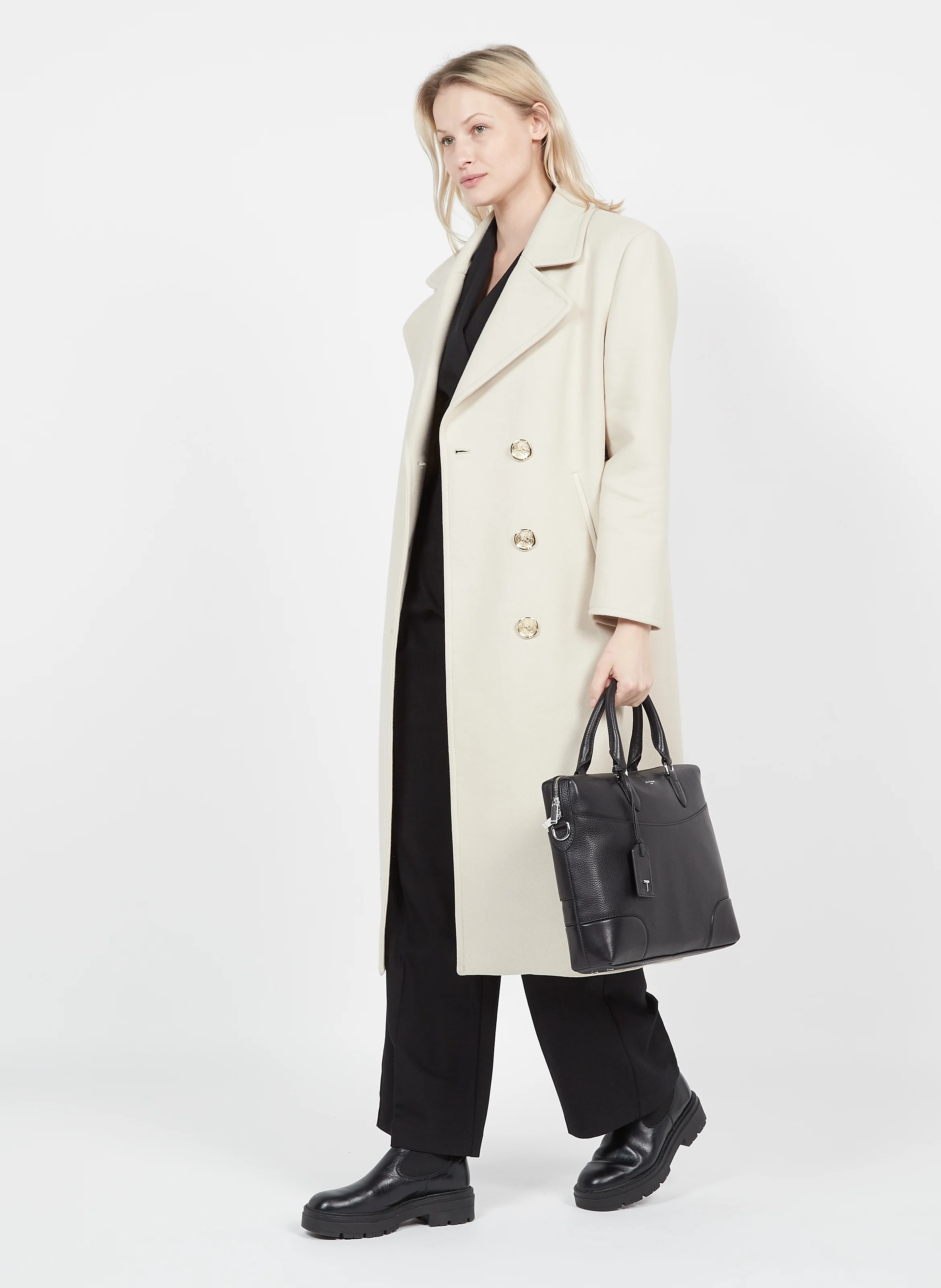 ROMY - Porte-documents en cuir grainé| Noir