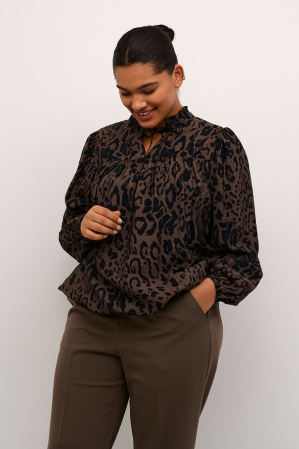 Kaffe Curve KCjola Blouse Major brown/black leopard