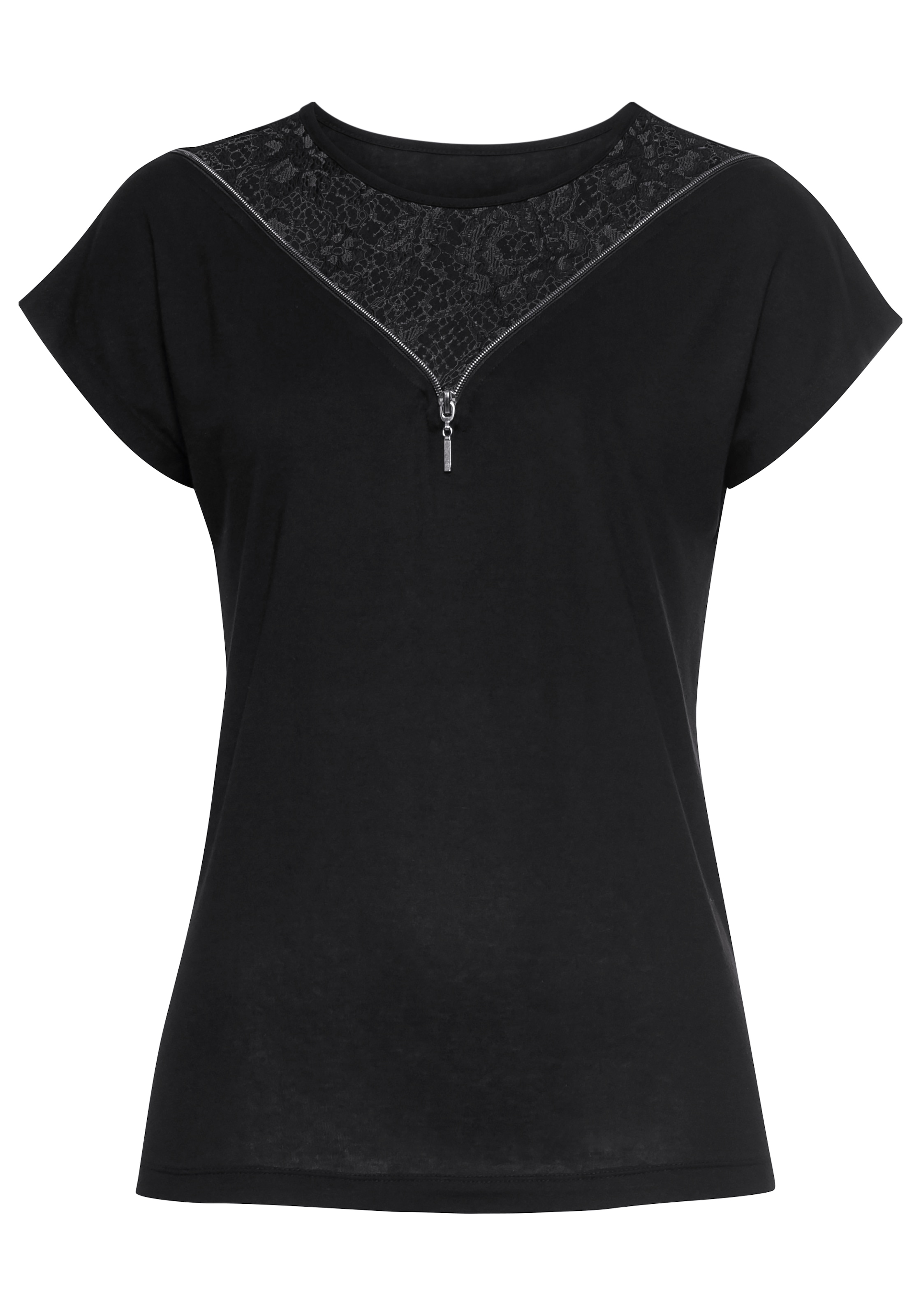 Melrose Kurzarmshirt , mit angeschnittenen Ärmeln,  bequeme Passform,  mit feiner Spitze