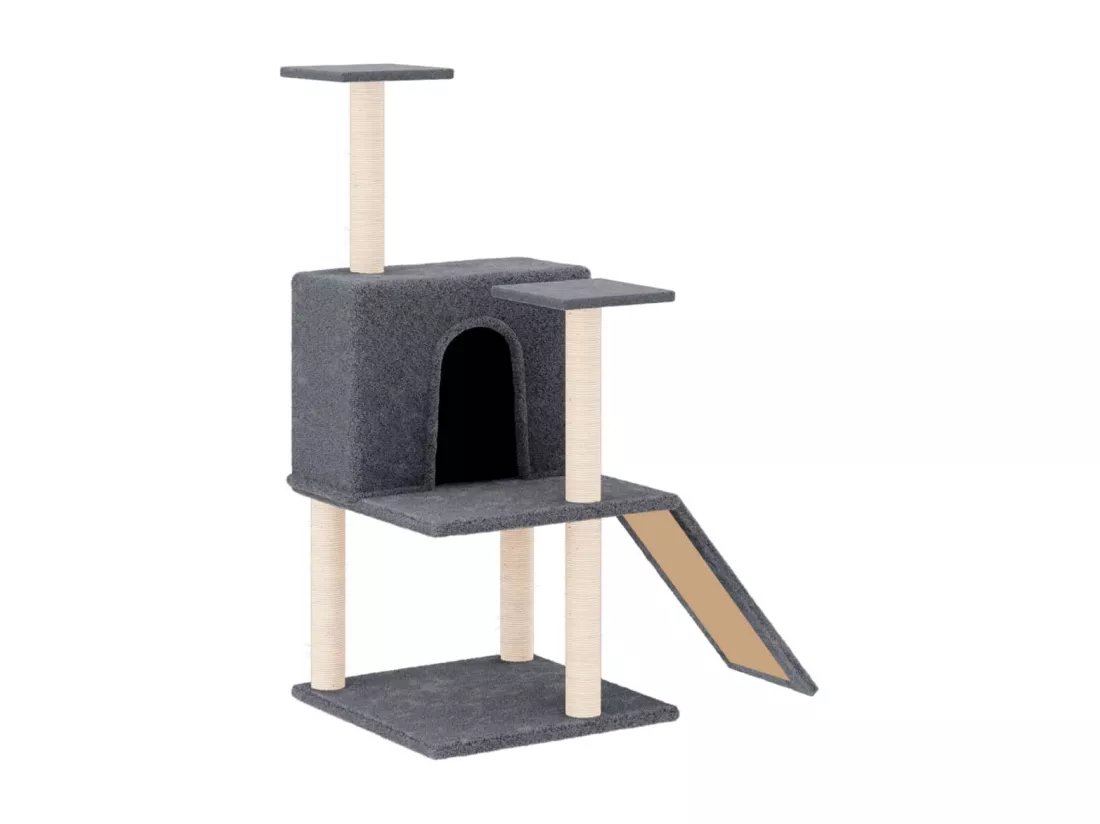 Arbre à chat avec griffoirs en sisal Gris foncé 109 cm