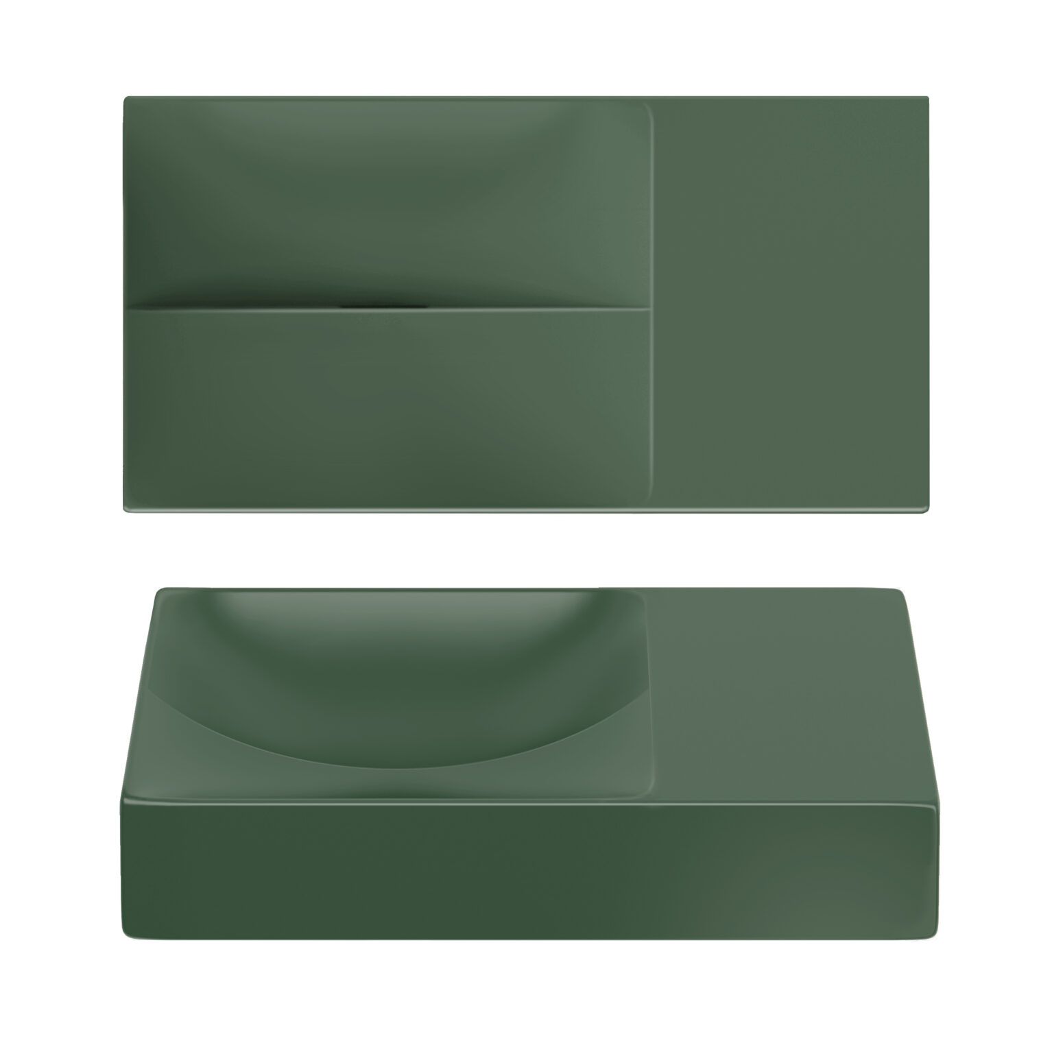 Clou Vale keramische fontein 38cm zonder kraangat rechts groen mat