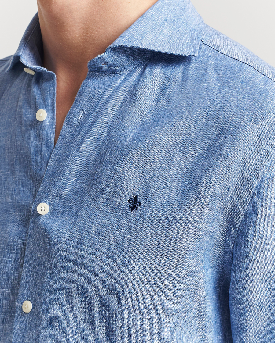 Morris Slim Fit Linen Shirt Blue