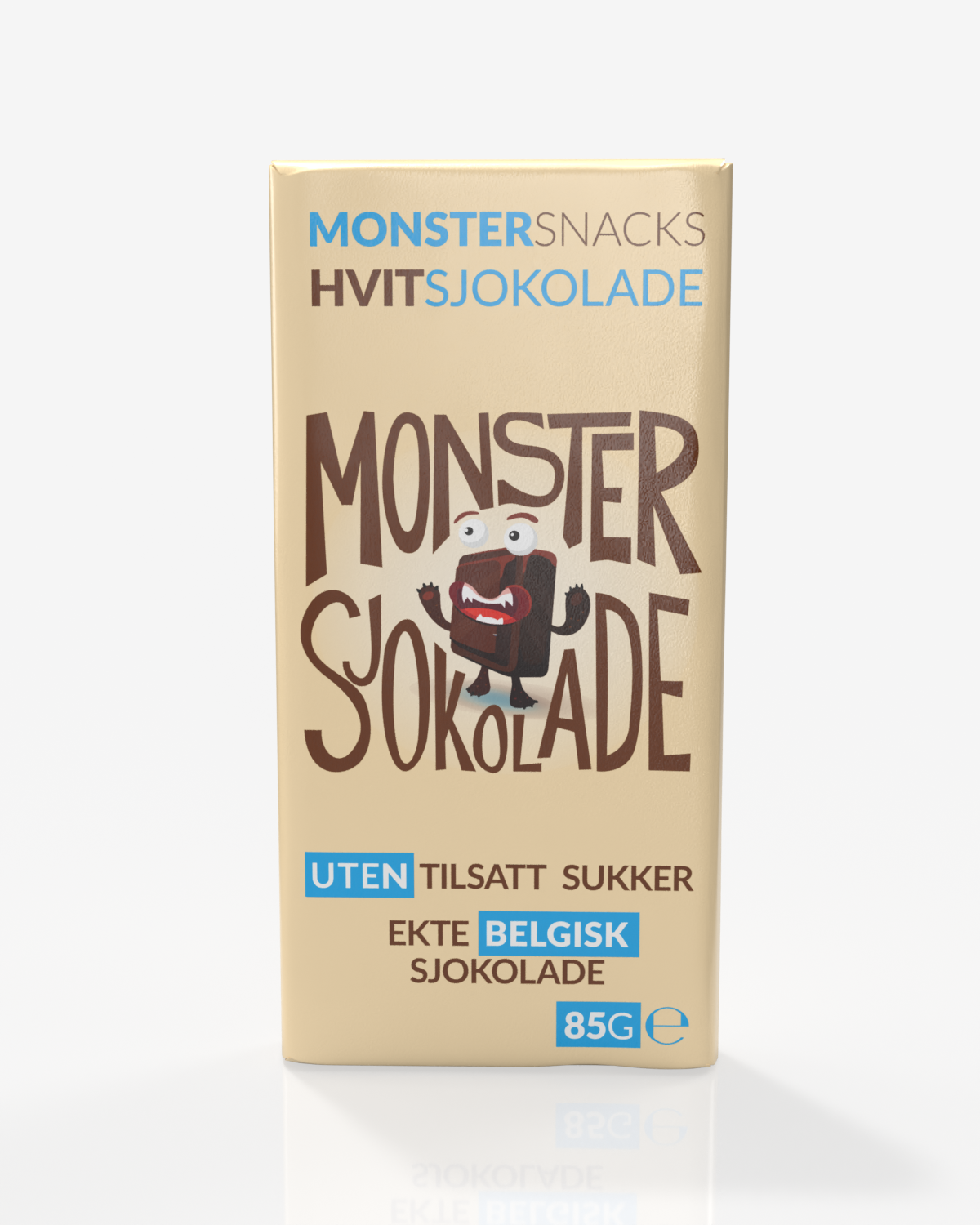Monster Belgisk Hvit Sjokolade – uten tilsatt sukker 3x85g