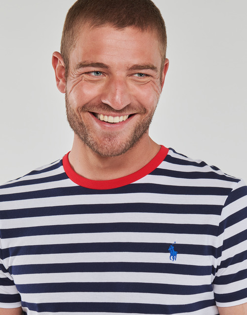 Polo Ralph Lauren - T-SHIRT AJUSTE EN COTON MARINIERE Marino / Blanco / Rojo