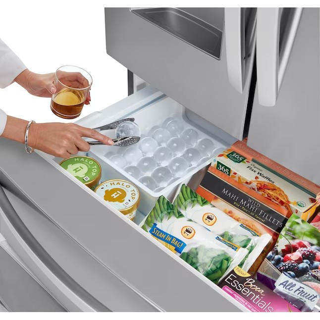 Refrigerador LG Craft Ice Smart com Wi-Fi, 4 portas, 27,8 pés cúbicos, com máquina de gelo dupla (resistente a impressões digitais), certificação ENERGY STAR.