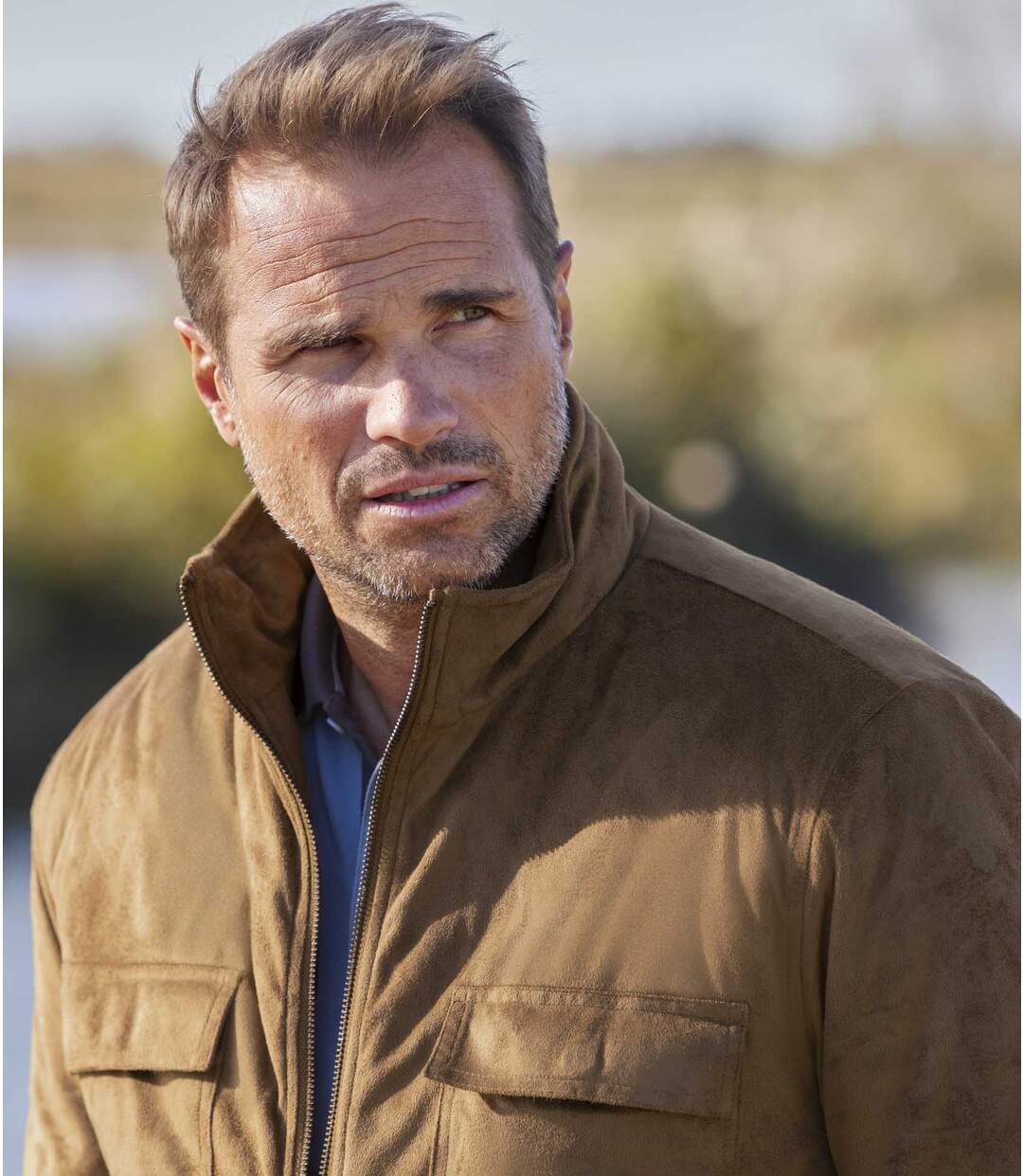 Blouson Suédine Matelassé Camel