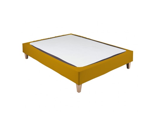TERRE DE NUIT - Cache sommier coton jersey jaune 160 x 200