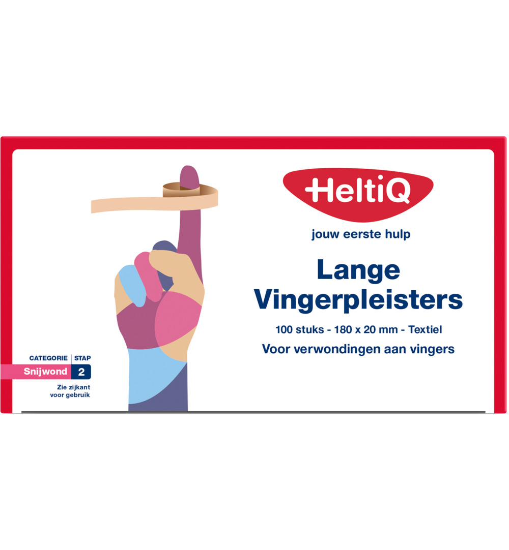 HeltiQ Vingerpleister lang textiel 180 x 20 (100 stuks)