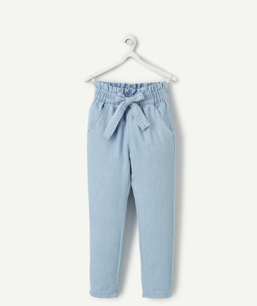 pantalon fluide fille en denim low impact avec ceinture